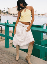 Calling For You Flowy Maxi Skirt White