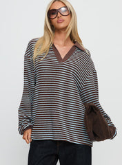 Rigbys Collared Jumper Brown / Blue Stripe