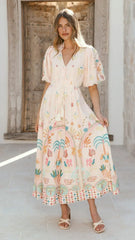 Tamsin Midi Dress - Acacia Palm