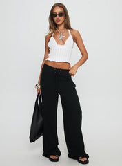 Essences Shirred Peplum Top White