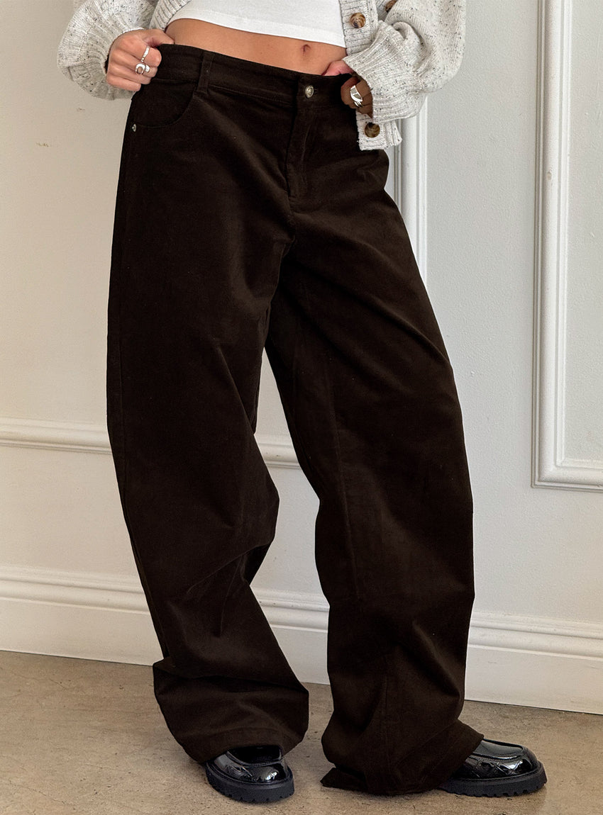 Kenza Wide Leg Corduroy Pant Brown