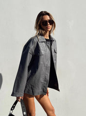 Callie Faux Leather Jacket Grey