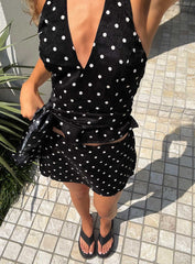 Beffanie Halter Wrap Set Black Polka Dot