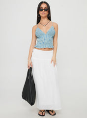 Marilou Shirred Top Blue Stripe