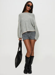 Baby I'm Back Knit Sweater Grey / Pink