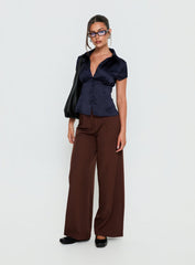 Cottesloe Satin Blouse Top Navy