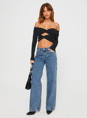 Jankins Low Rise Straight Leg Jeans Mid Wash
