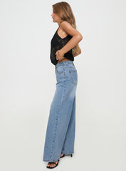 Colemane Mid Rise Flared Jeans Angel Blue