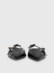 Billini Hettie Pointed Toe Flats Black Patent