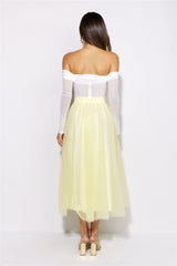 Keeping It Smart Midi Skirt Yellow